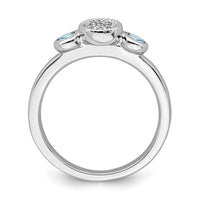 Sterling Silver Stackable Expressions Dbl Round Aquamarine & Dia. Ring | QSK522 ,