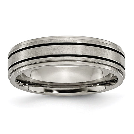 Titanium Enameled Flat 6mm Satin & Polished Band | TB336 ,