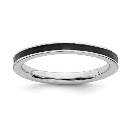 Sterling Silver Stackable Expressions Black Enameled 2.25mm Ring | QSK150 ,