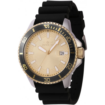 Invicta Men's Watch - Pro Diver Quartz Date Gold Tone Dial Silicone Strap | 46135 ,
