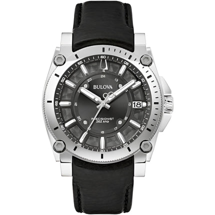 Bulova Men's Watch - Icon Quartz with 262 kHz Frequency Grey Dial Black Strap | 96B416 ,