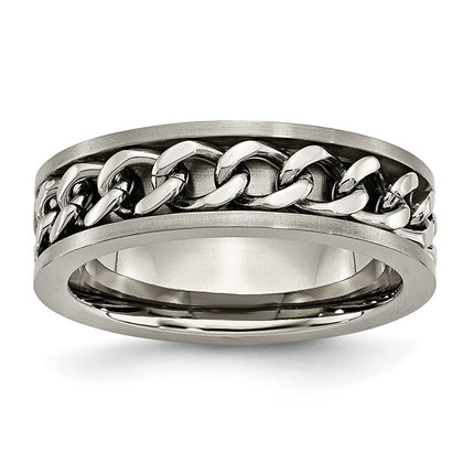Titanium 7mm Chain Inlay Brushed Band ,