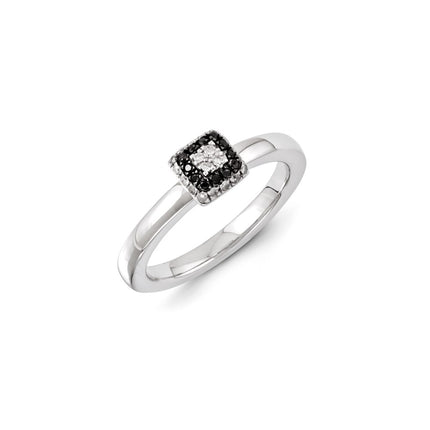 Sterling Silver Stackable Expressions Black & White Diamond Ring | QSK1082 ,