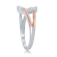 Sterling Silver TT Rose GP Band Micro Pave Circle Ring - W-2036 ,