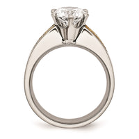 Titanium & 14k Inlay Accent w/CZs Ring | TB359 ,