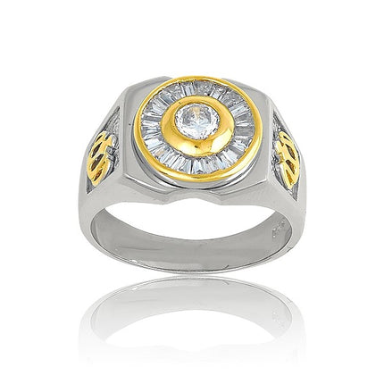 Sterling Silver GP Design CZ and Baguettes Ring - W-9104 ,