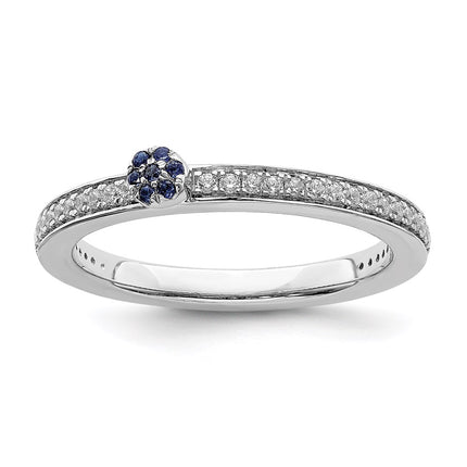 14k White Gold Stackable Expressions Created Sapphire and Dia. Ring | SK2084 ,
