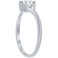 Classic Women's 3-Prong Heart CZ Engagement Ring - W-2790 ,