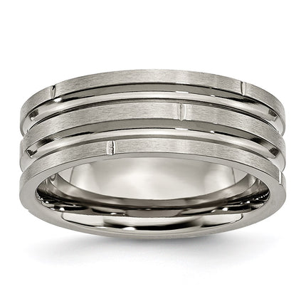 Titanium Notched & Grooved 8mm Polished/Satin Band | TB330 ,