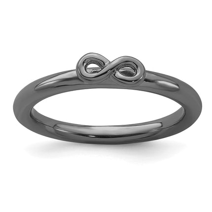 Sterling Silver Stackable Expressions Black-plated Infinity Symbol Ring | QSK1974 ,