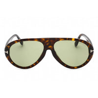 Tom Ford Unisex Sunglasses - Dark Havana Plastic Pilot Frame Green Lens | FT0988 52N ,