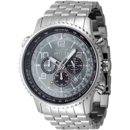 Invicta Men's Watch - Aviator Quartz Chrono Grey and Black Dial Steel Bracelet | 48225 ,