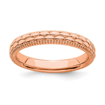 Sterling Silver Stackable Expressions Rose Gold-plated Patterned Ring | QSK1568 ,
