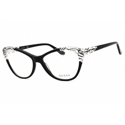 Guess Women's Eyeglasses - Transparent Zebra and Black Plastic Cat Eye | GU2818 001 ,