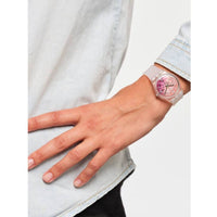 Swatch Women's Watch - Monthly Drops Pink Disco Fever Transparent Rubber Strap | GE290 ,