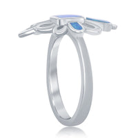 Sterling Silver Blue Inlay Opal Designed Ring - W-2318 ,