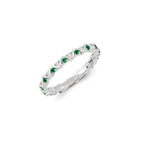 Sterling Silver Stackable Expressions Diamond & Emerald Ring | QSK1086 ,