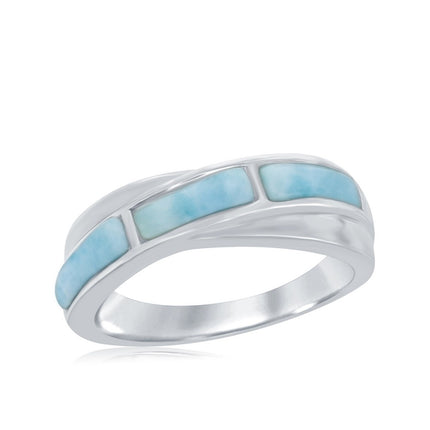 Women's Ring - Sterling Silver Larimar Band, Size 9 | W-2073-9 ,