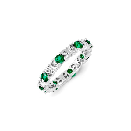 Sterling Silver Stackable Expressions Created Emerald Ring | QSK1220 ,
