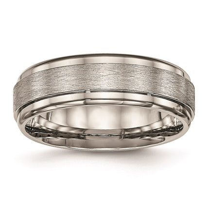 Titanium Brushed and Polished Ridged Edge Ring | TB453 ,