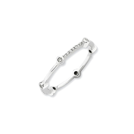 Sterling Silver Stackable Expressions Polished Diamond Ring | QSK646 ,