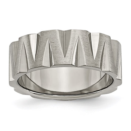 Titanium Notched 8mm Satin & Polished Band | TB328 ,