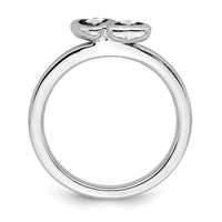 Sterling Silver Stackable Expressions White Topaz Double Heart Ring | QSK401 ,