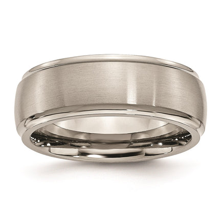 Titanium Ridged Edge 8mm Brushed and Polished Band | TB38 ,