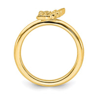 Sterling Silver Stackable Expressions Yellow-plated Angel Wing Ring | QSK1984 ,
