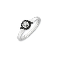 Sterling Silver Stackable Expressions Polished White/Black Diamond Ring | QSK628 ,