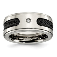 Titanium Black IP-plated Cables w/Diamond 10mm Polished Band | TB259AA ,