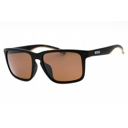 Hugo Boss Men's Sunglasses - Matte Black Beige Rectangular | BOSS 1542/F/S 0087 6A ,