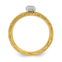 Sterling Silver Diamond Stackable Expressions Yellow Gold Plated Heart Ring | QSK1829 ,