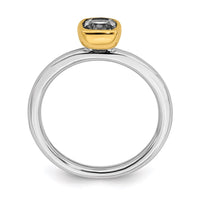 Sterling Silver Stackable Expressions w/Gold-plated White Topaz Ring | QSK1890 ,