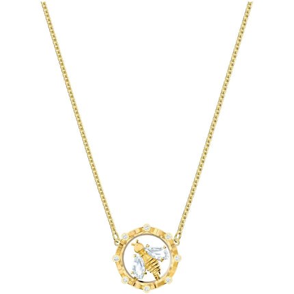 Swarovski Women's Necklace - Bee A Queen White Crystals Gold Tone Plated | 5482793 ,