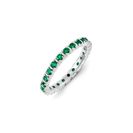 Sterling Silver Stackable Expressions Created Emerald Ring | QSK1190 ,