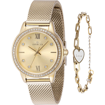 Invicta Women's Watch - Angel Quartz Gold Tone Brass Dial Mesh Steel Bracelet | 48253 ,
