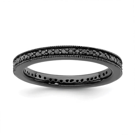 Sterling Silver Stackable Expressions Ruthenium Black Dia Ring | QSK810 ,