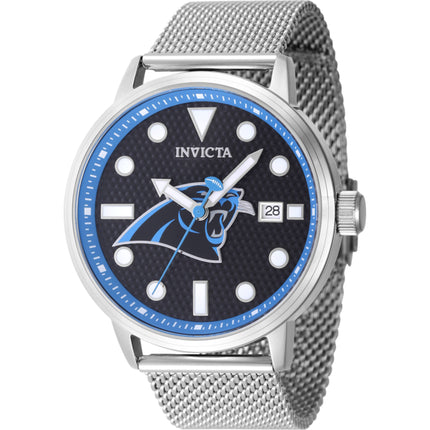 Invicta Men's Watch - NFL Carolina Panthers Black Dial Steel Mesh Bracelet | 47999 ,