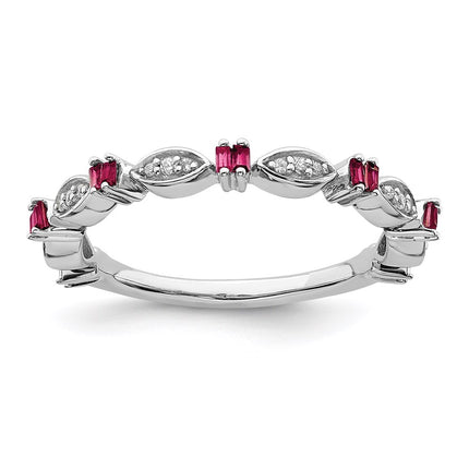 Sterling Silver Stackable Expressions Created Ruby Diamond Ring | QSK2178 ,