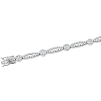 Women's Bracelet - Sterling Silver Flower and Open Oval Topaz | BLT-7366 ,