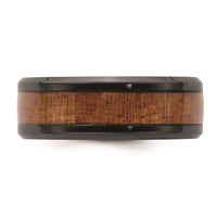 Black Zirconium Polished with Wood Inlay 8mm Band | ZCR105 ,