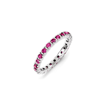 Sterling Silver Stackable Expressions Created Ruby Ring | QSK1193 ,