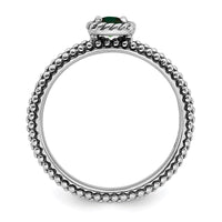 Sterling Silver Stackable Expressions Polished Cr.Emerald Ring | QSK626 ,