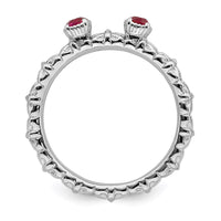 Sterling Silver Stackable Expressions Created Ruby Two Stone Ring | QSK1591 ,