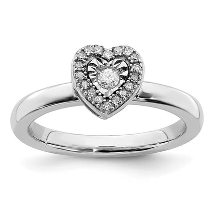 Sterling Silver Stackable Expressions Heart Diamond Ring | QSK331 ,