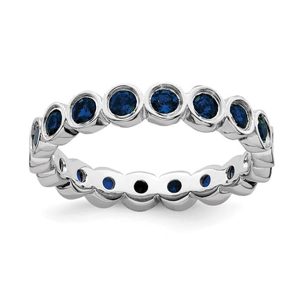 Sterling Silver Stackable Expressions Created Sapphire Ring | QSK394 ,
