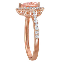 Classic Women's RG Plated Heart Morganite CZ Ring - W-2076 ,