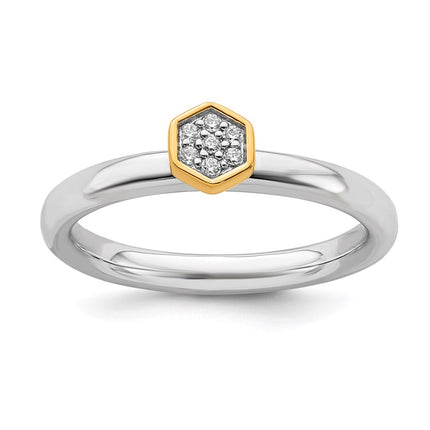 Sterling Silver Stackable Expressions Gold-Plated Diamond Ring | QSK2180 ,