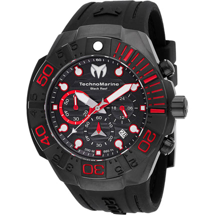 Technomarine Men's Watch - Reef Chronograph Black Silicone Rubber Strap | TM-523010 ,